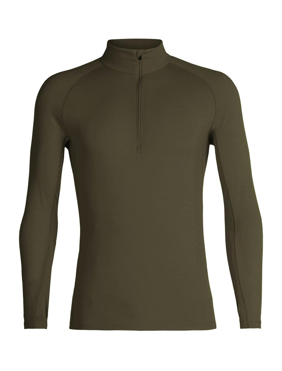 Icebreaker BodyfitZone™ Merino 200 Zone Thermal Long Sleeve Half Zip Top Miesten Base Layers Oliivinvihreä | FI 1335UZGT